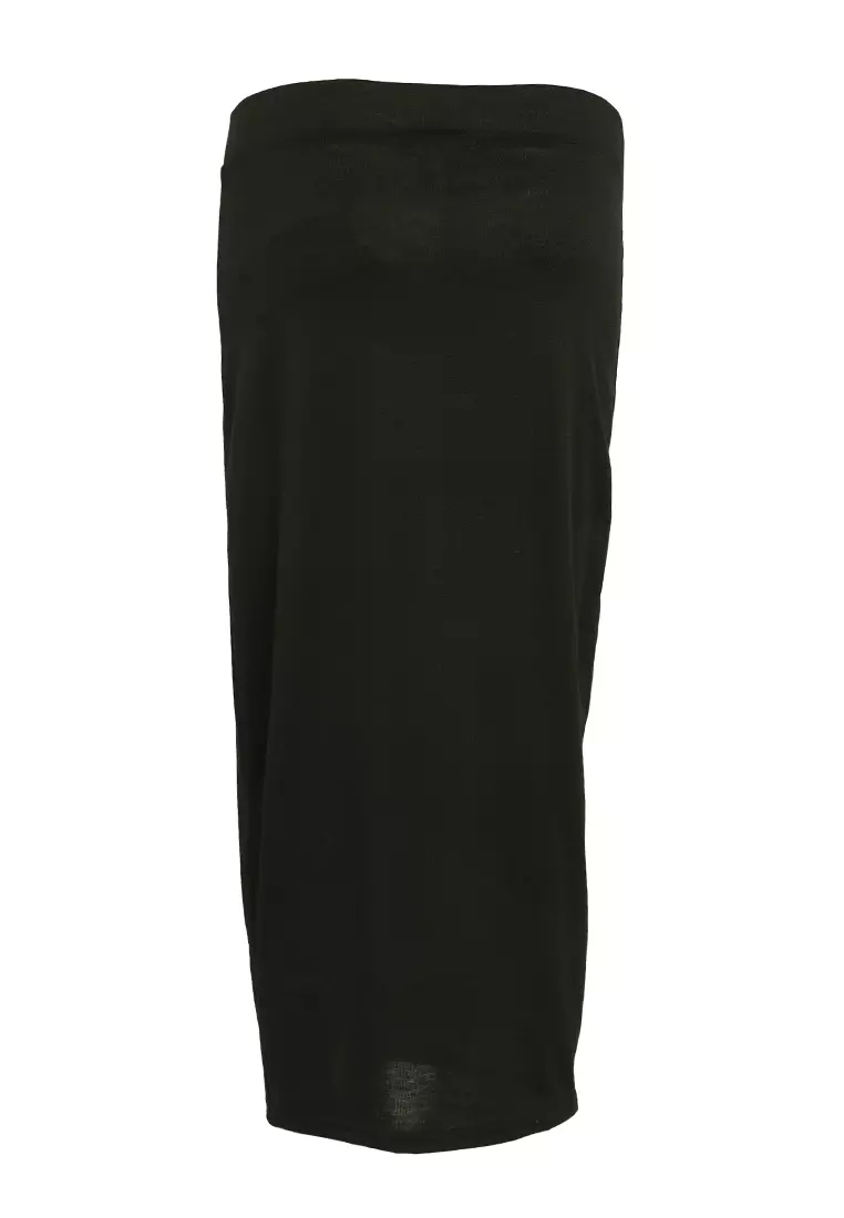 Black Knitted Long Tube Skirt