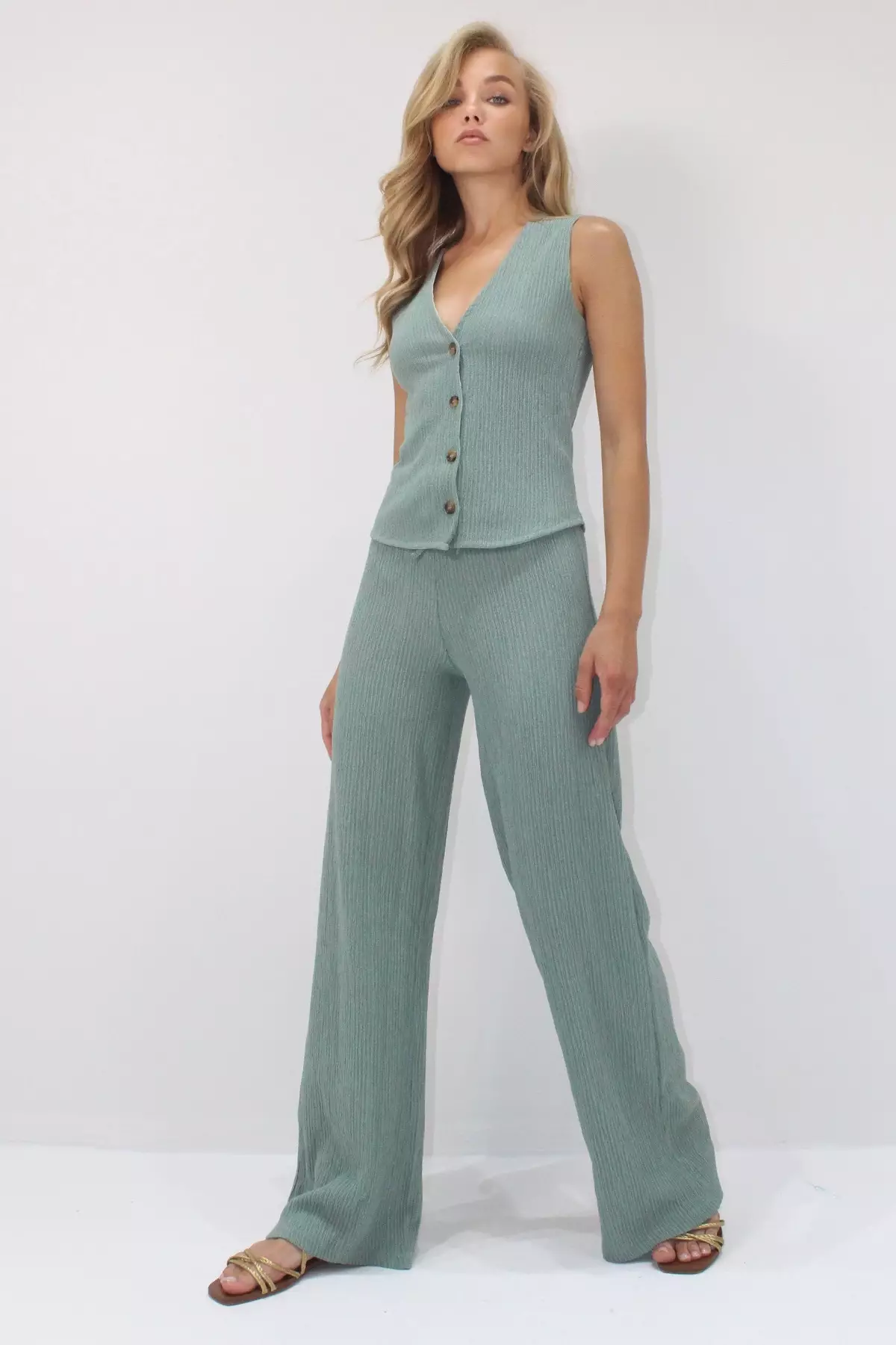 Buttoned Vest & Pants Set