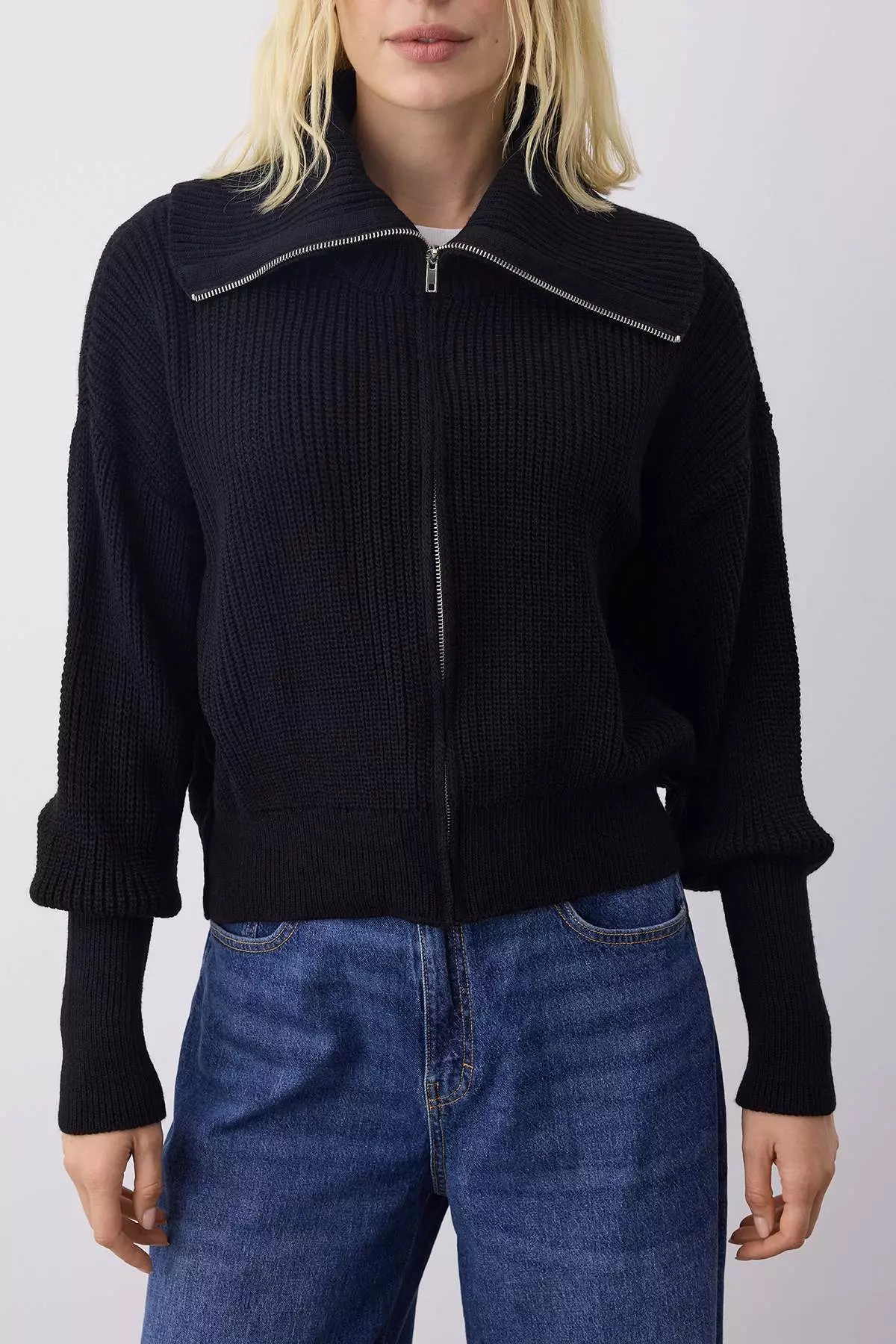 Zip Neck Knit Sweater