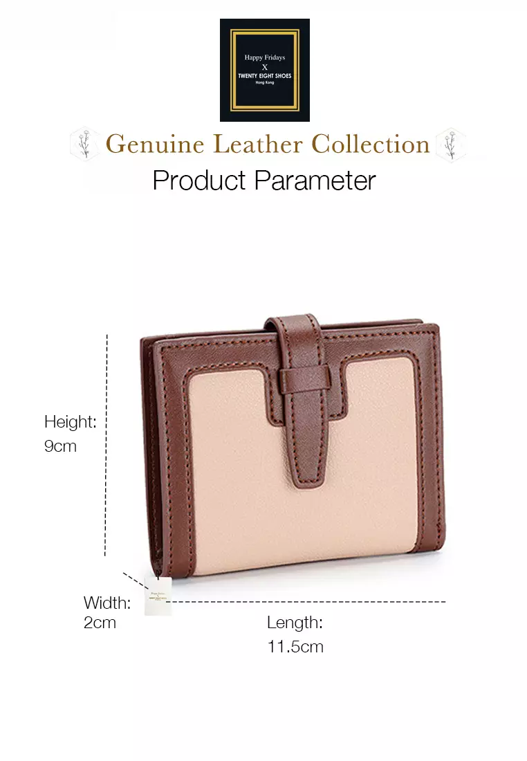 Genuine Calf Leather Color Matching Bi-Fold Wallet JW YT-2203