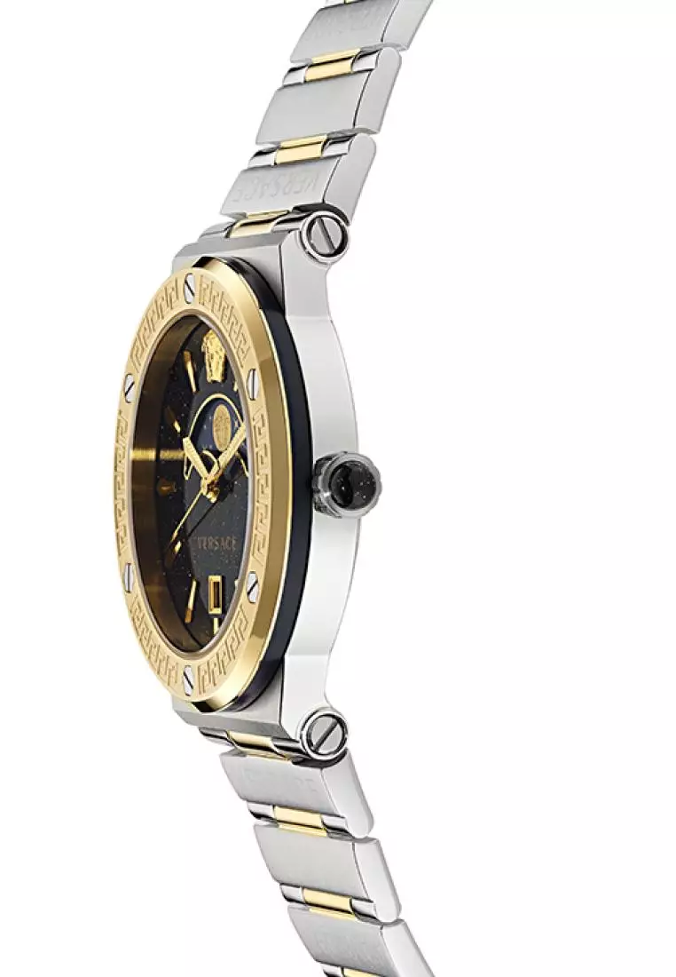 Buy Versace Versace Greca Logo Moonphase Two Tone Stainless Steel ...