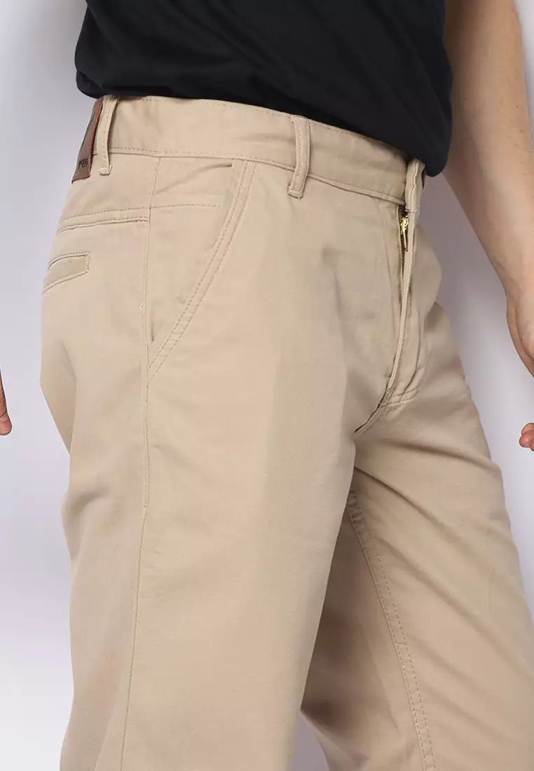 Twill Celana Panjang Pria Slim Fit Charming Khaki Muda 122508