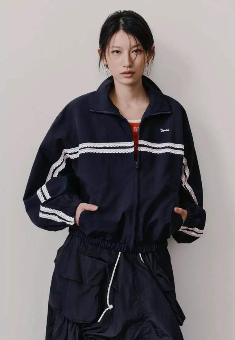 Buy Urban Revivo Full Zip Lace Panel Oversized Track Jacket with