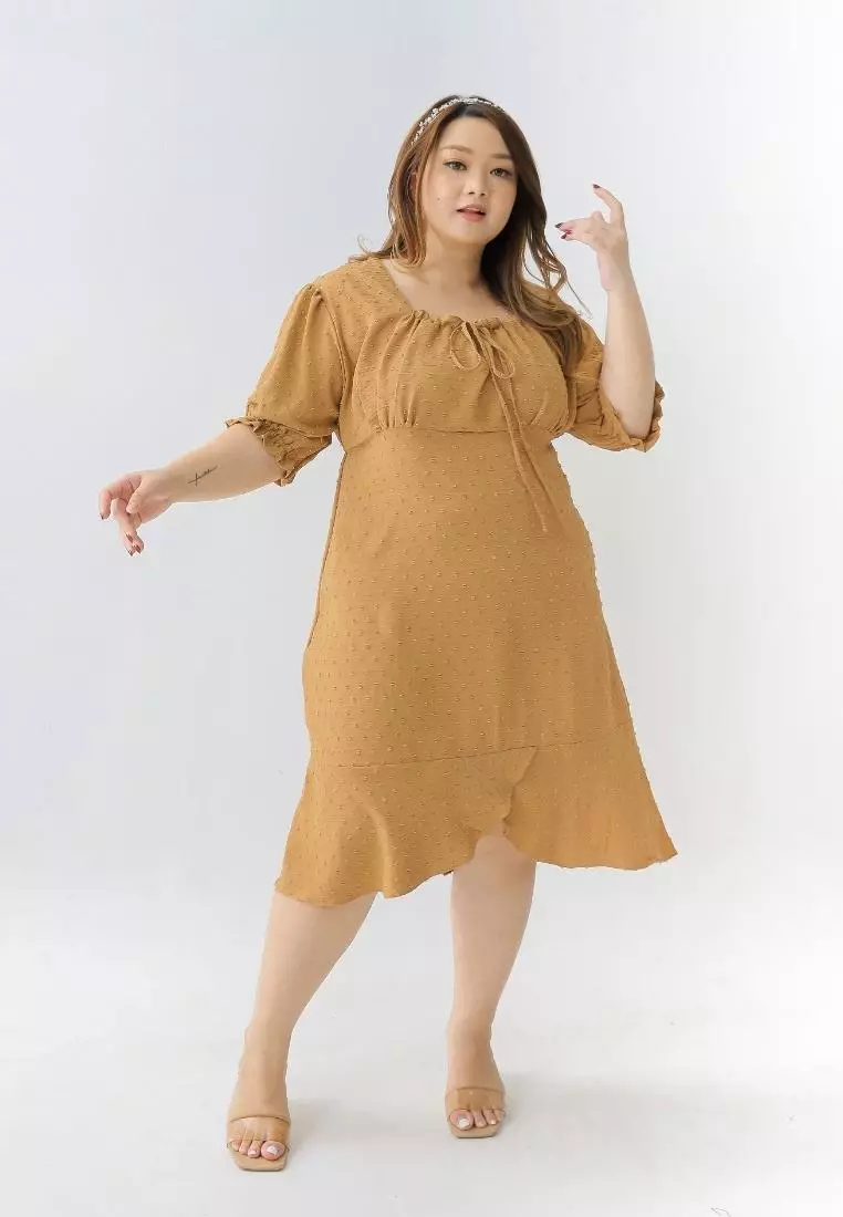 Plus Size Dress Clarissa Mustard