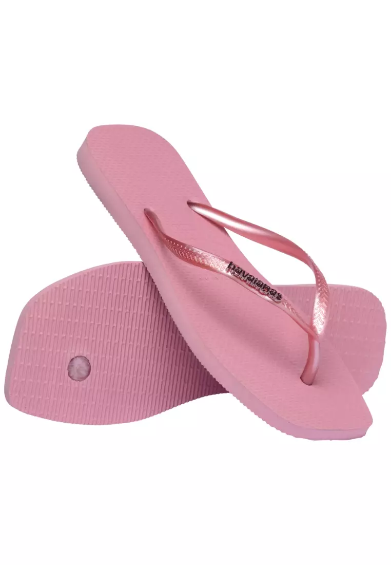 Havaianas Women Slim Square Logo Metallic Flip Flops - Rose Chiffom