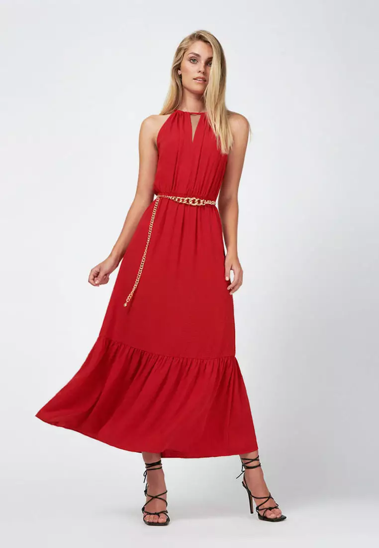 Red peplum hem dress 2025