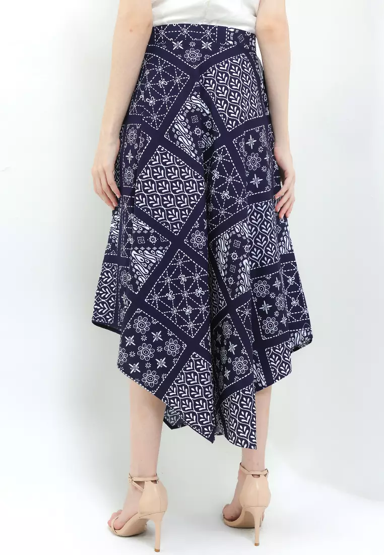 Rok Skirt Bawahan Batik Wanita Arumi Merona Spesial JFW Collection Safera Navy