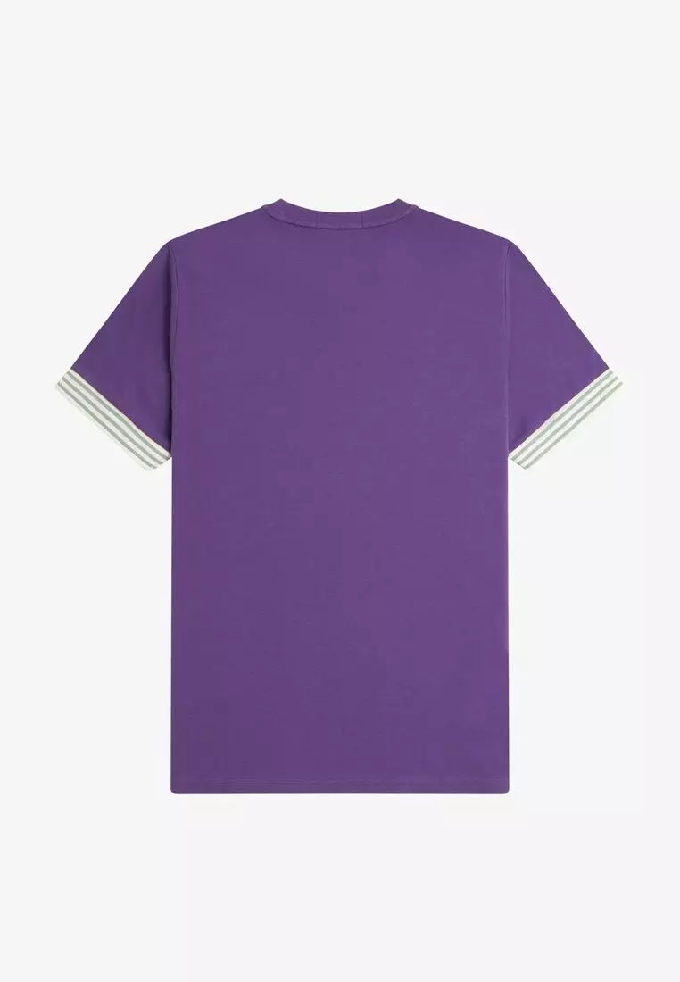 Fred Perry M7707 Striped Cuff T-Shirt (AMETHYST)
