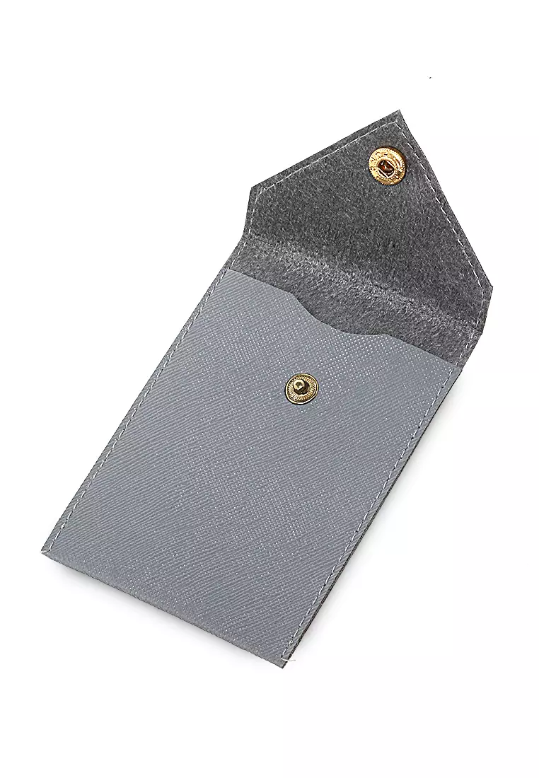 Manley Card Wallet Motif Polos Pengait Kancing Design Simple - Abu