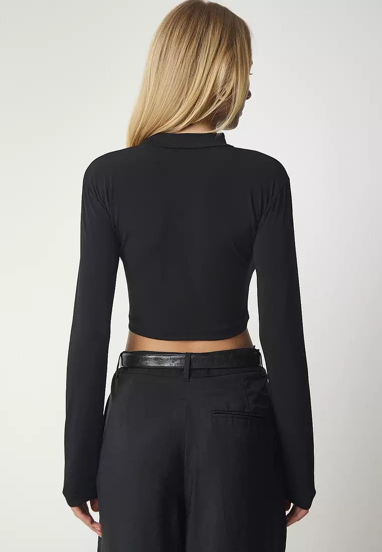 2 Packs Stand Up Collar Crop Tops