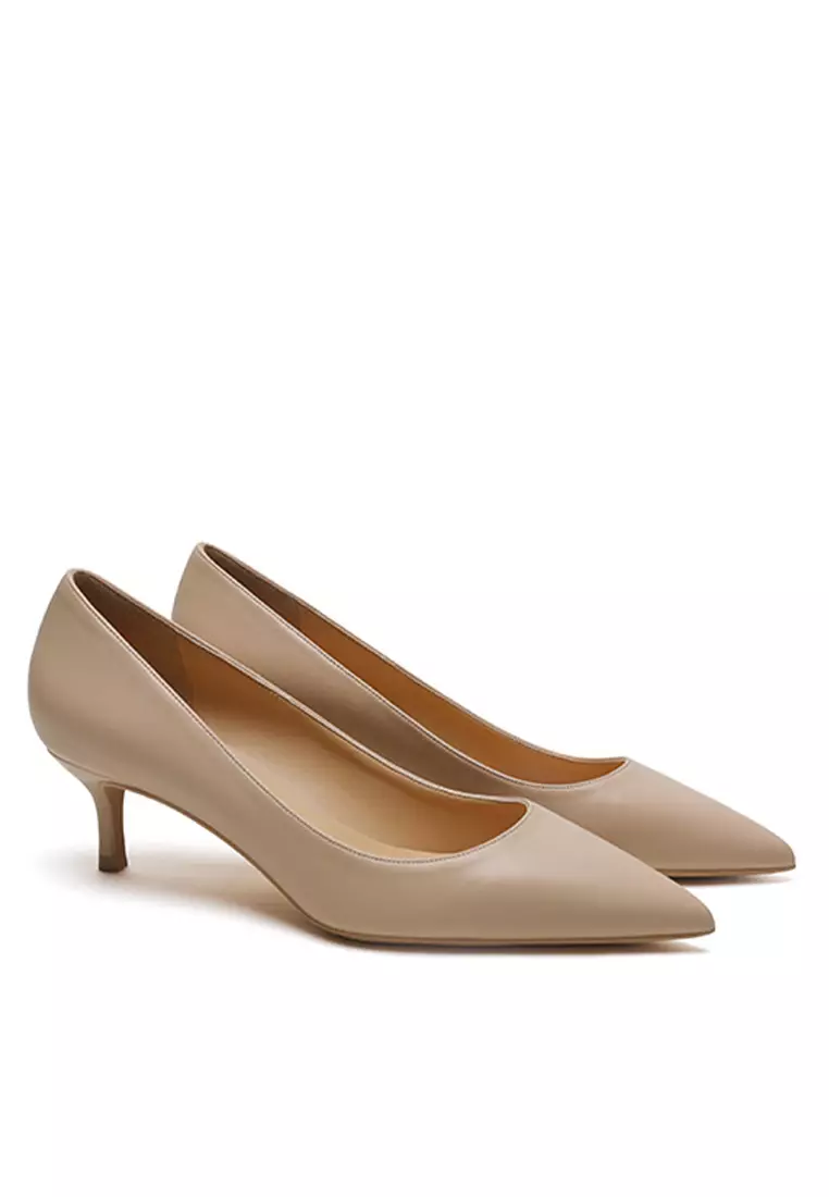 5CM Uniform Pointed Mid Heel Shoes HZL151