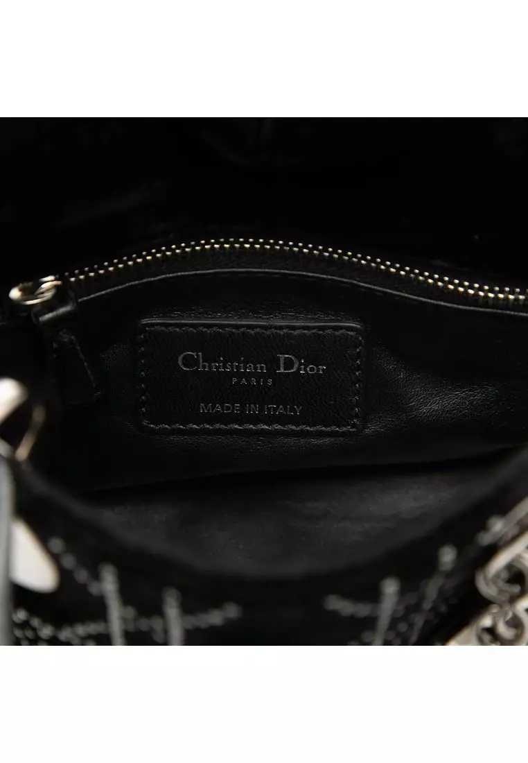 Pre-Loved Dior Mini Velvet Cannage Strass Embellished Lady Dior