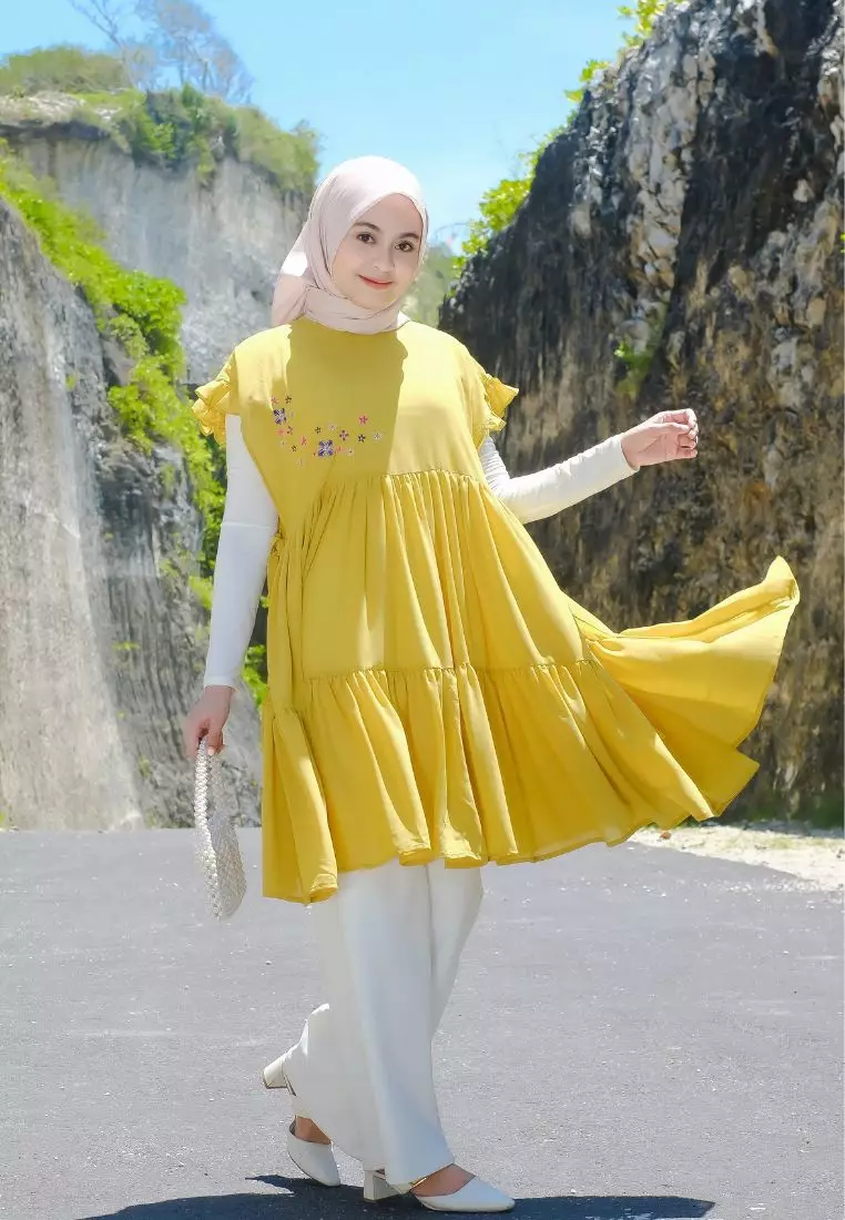 Azzura Tunik Vest Embroidery Lime