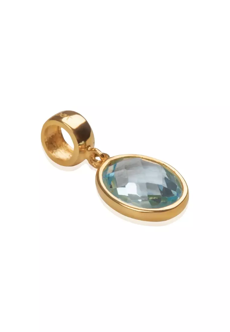 Aquamarine Oval Charm 18k Gold