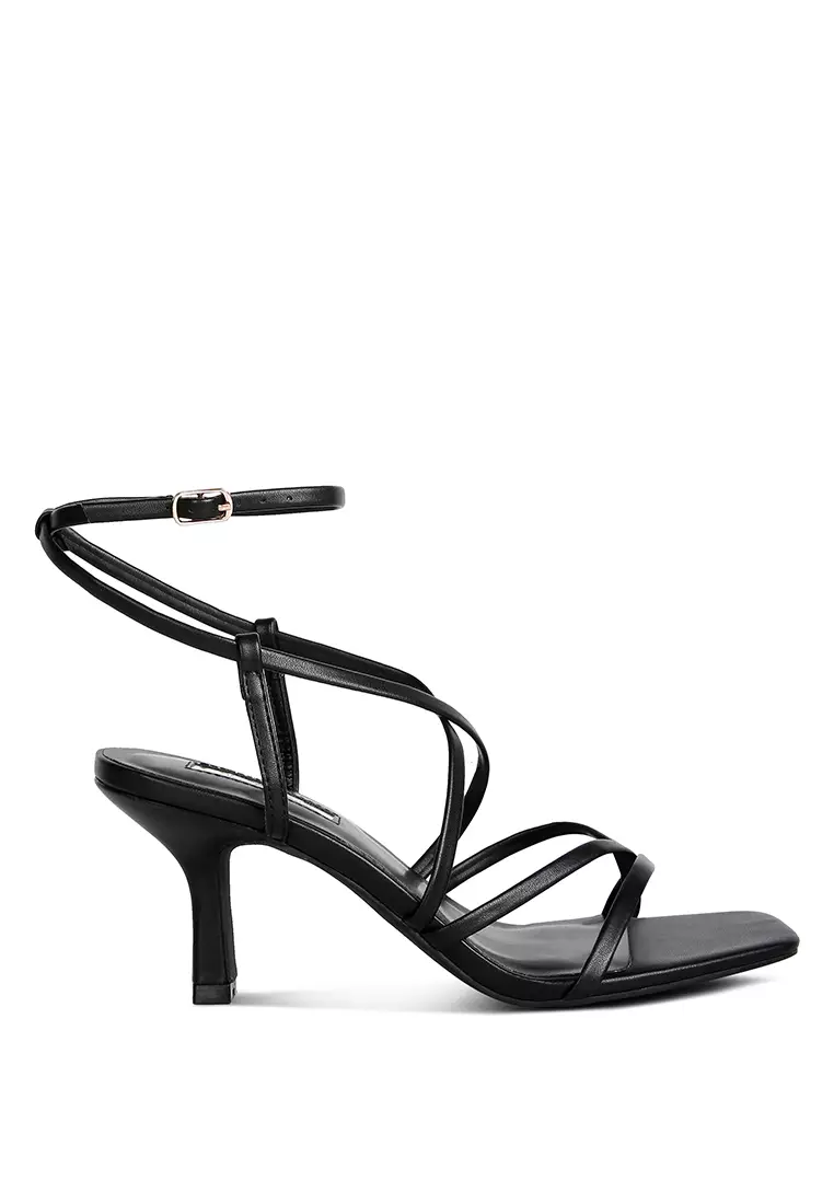 Medium heel strappy sandals sale