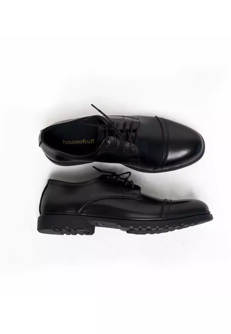 Sepatu kulit pria formal pantofel oxford quarter brogue hitam