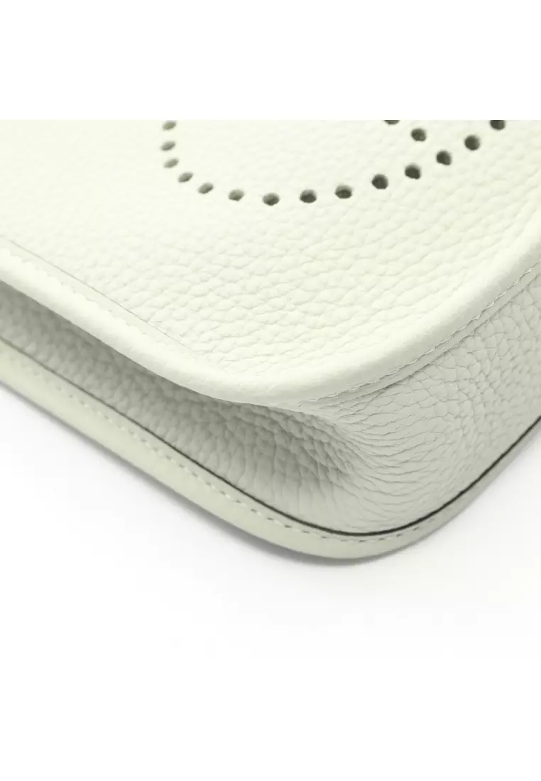 Pre-Loved Hermès Evelyn TPM Grineve Shoulder bag Clemence leather Light green gold hardware B stamp