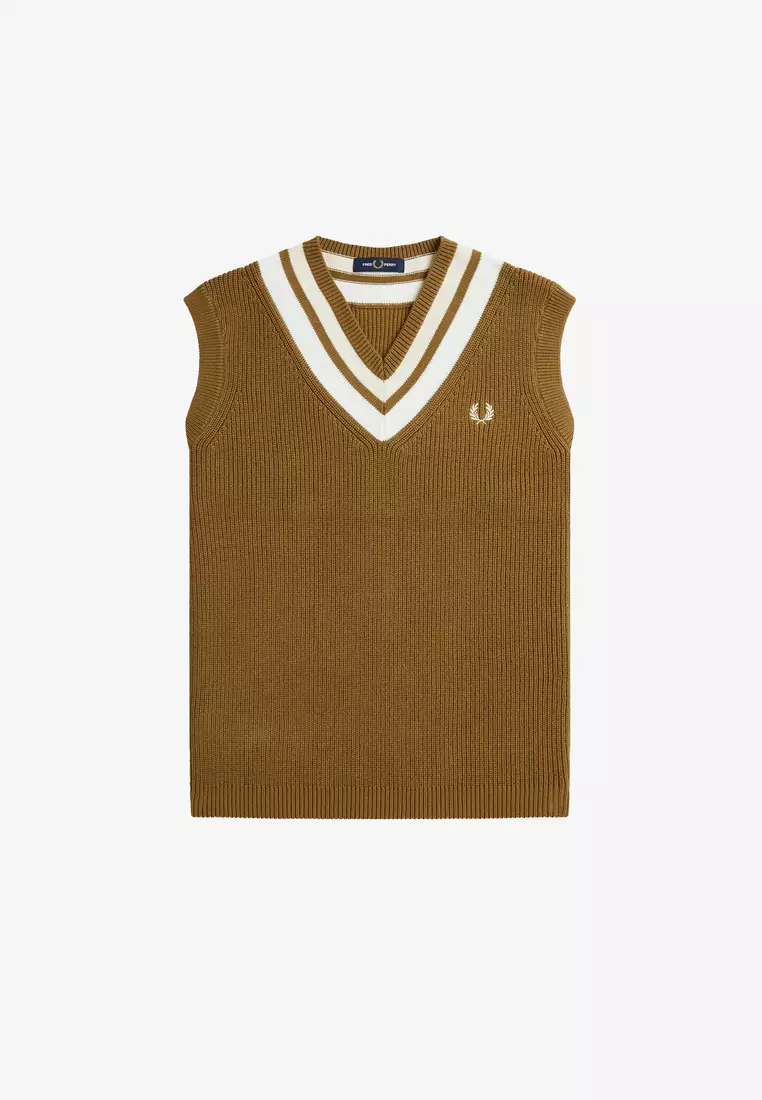 Buy Fred Perry Fred Perry K6542 Stripe Trim V-Neck Tank