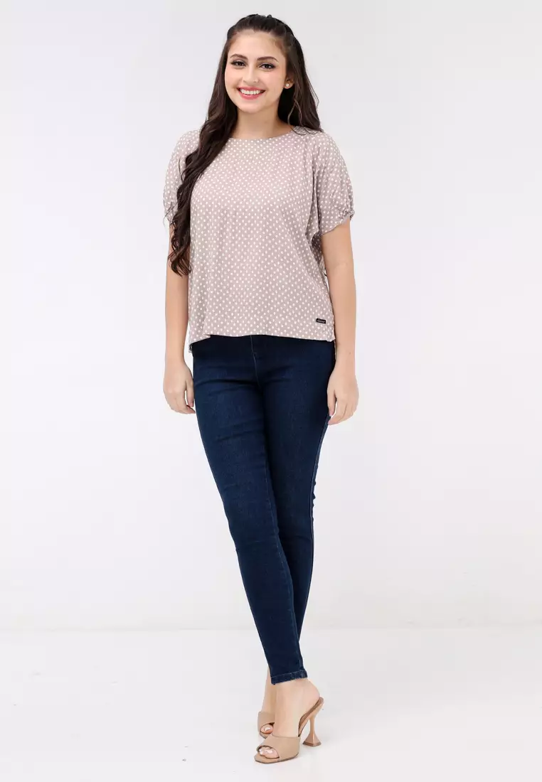 Woven Printed Rayon Short Sleeves Blouse