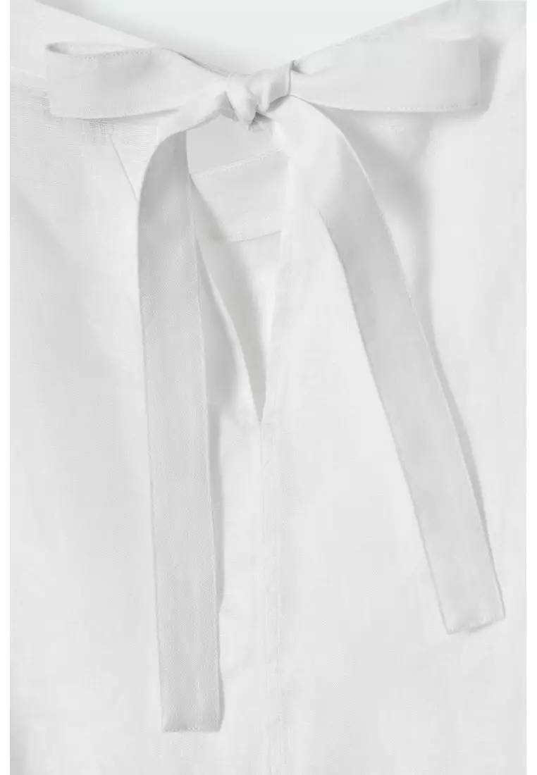 TIE-DETAIL LINEN BLOUSE