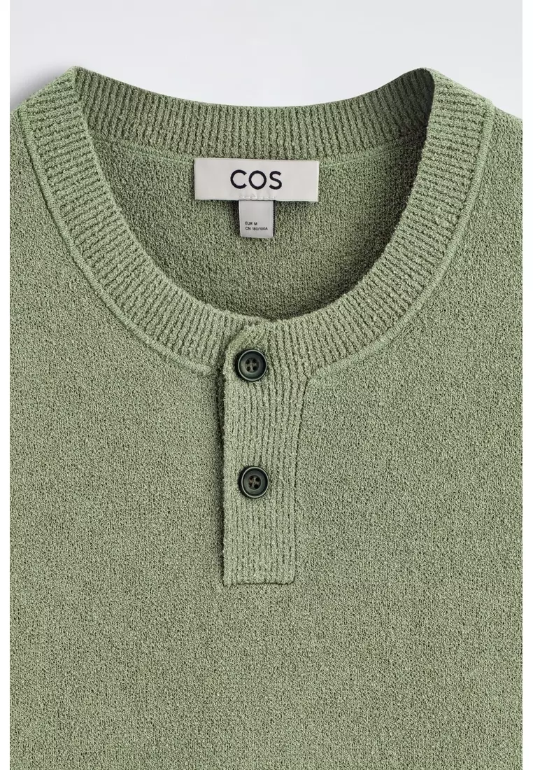 BOUCLÉ-KNIT HENLEY T-SHIRT