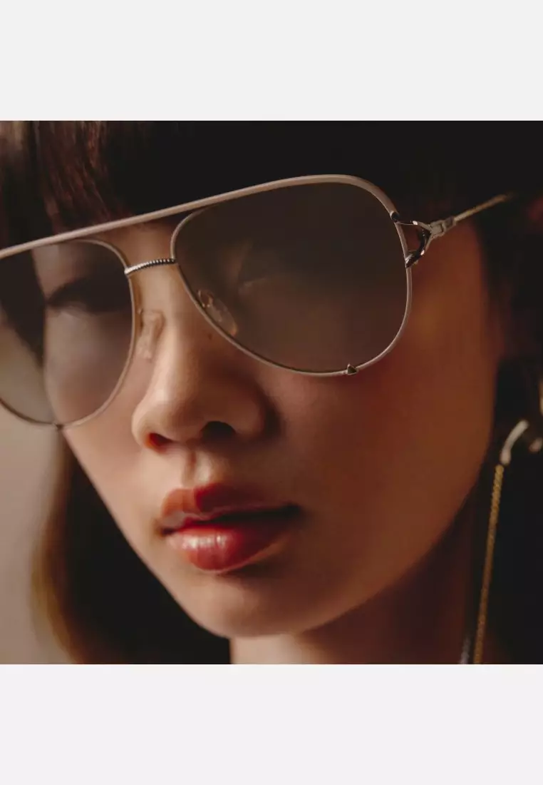 High Key Twist Sunglasses - Gold/Blue Rose
