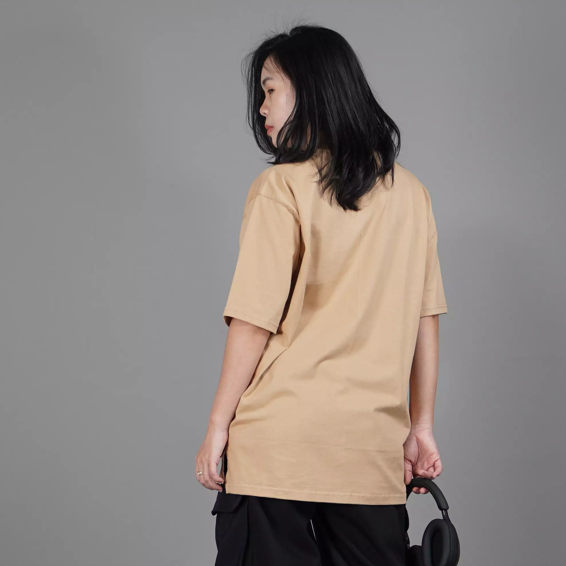  DANIELA Kaos Wanita Polos Kaos Katun Cotton T-Shirt Wanita - LATTE