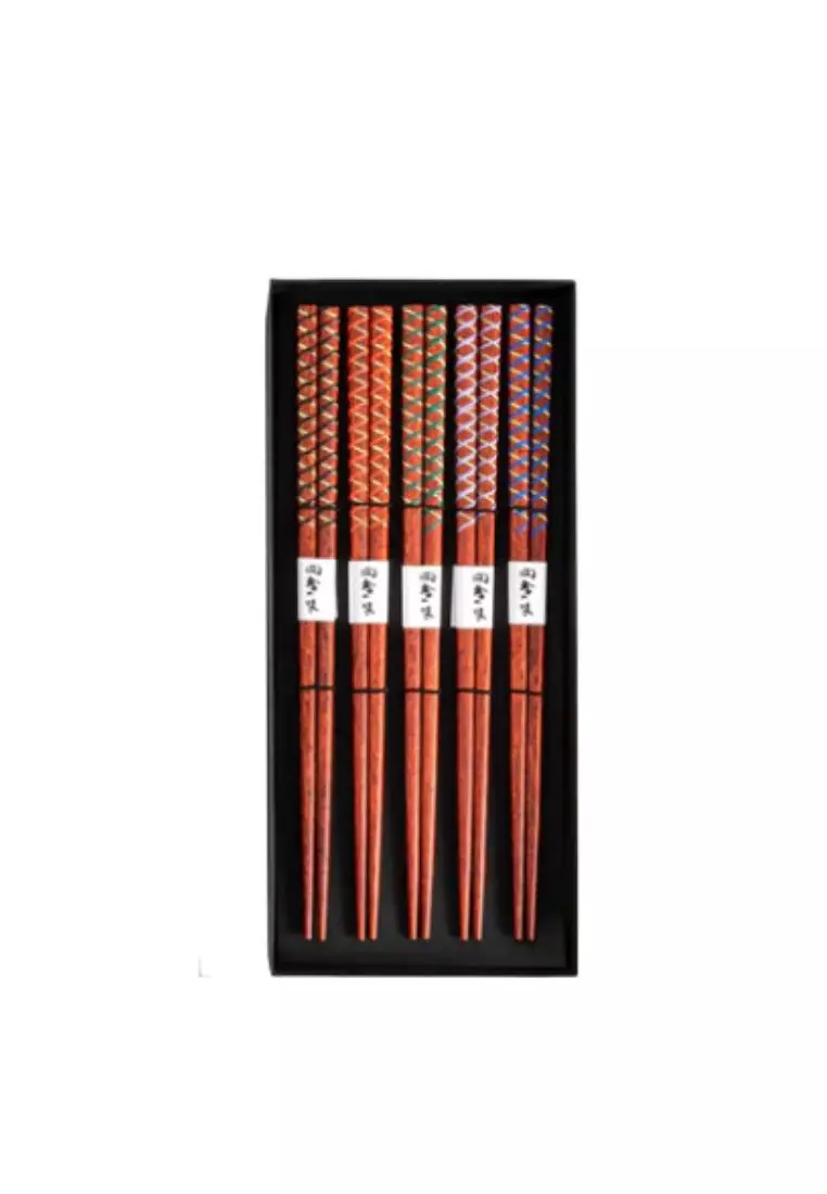 Table Matters Fukusu Wooden Chopsticks 22.5cm Set of 5 Assorted Colours Made in Japan
