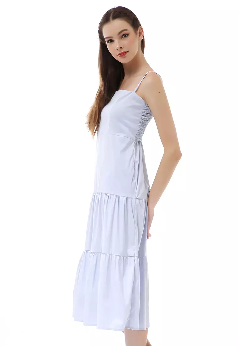 Rachel Strap Dress Wanita Simple Desain Motif Polos Material Cotton ORIGINAL - Baby Blue