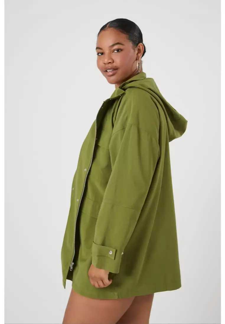 Buy FOREVER 21 Plus Size Hooded Utility Jacket 2024 Online