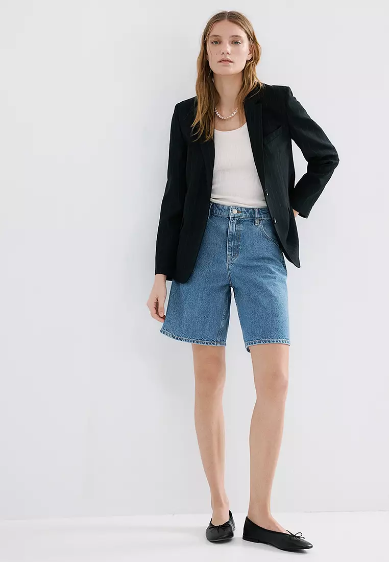 High-Waist Straight-Fit Denim Shorts
