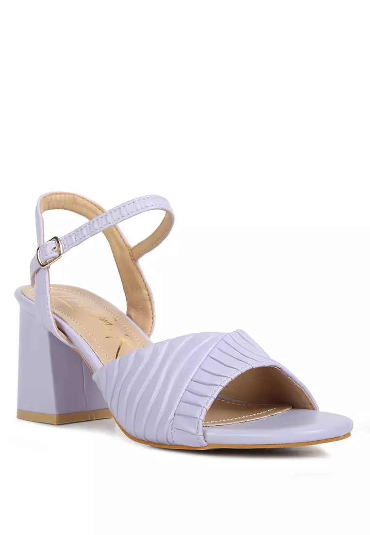 Buy London Rag Lilac Pleated Strap Block Heel Sandals 2024 Online