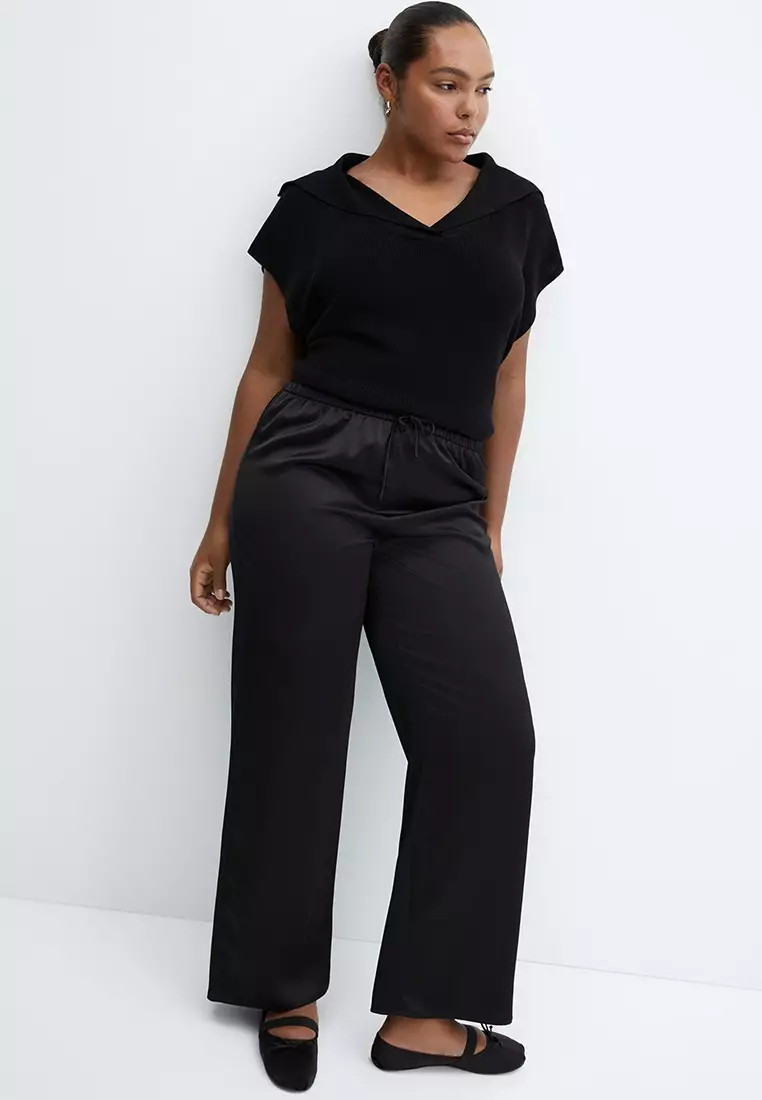 Satin trousers with elastic waist