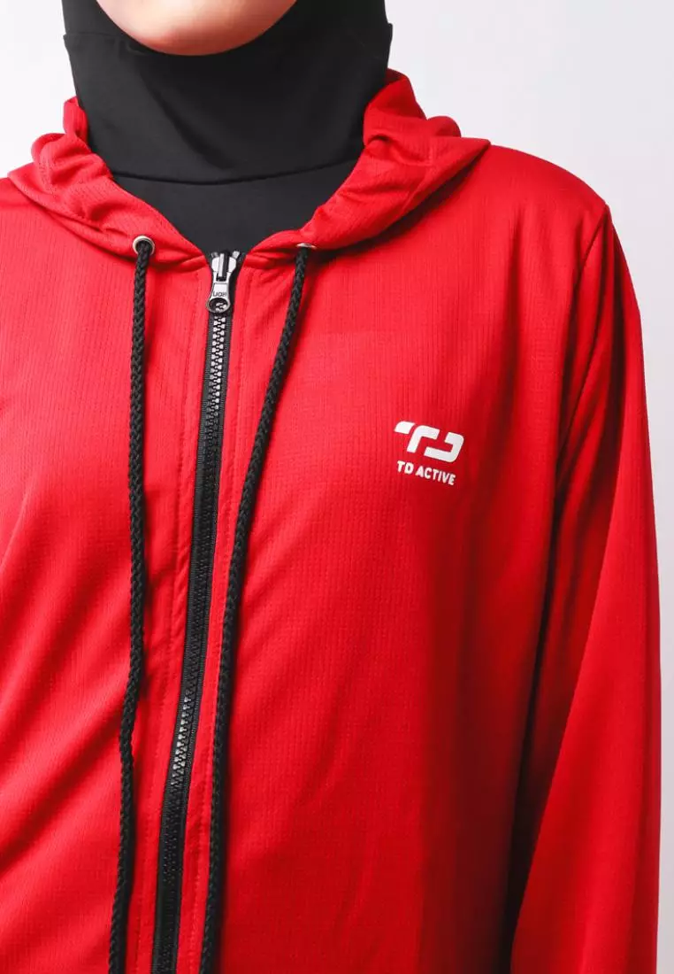 Td Active LSA33 Osl Sport Hoodie Lengan Panjang Jumper Olahraga Jaket Bersepeda Lari Senam Maroon