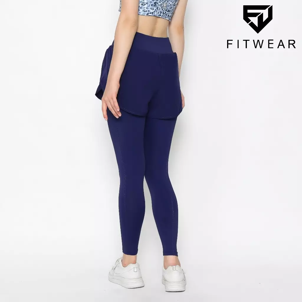 Fitwear - Celana Lari + Inner Legging Olahraga Wanita KATE LAYERED - NAVY