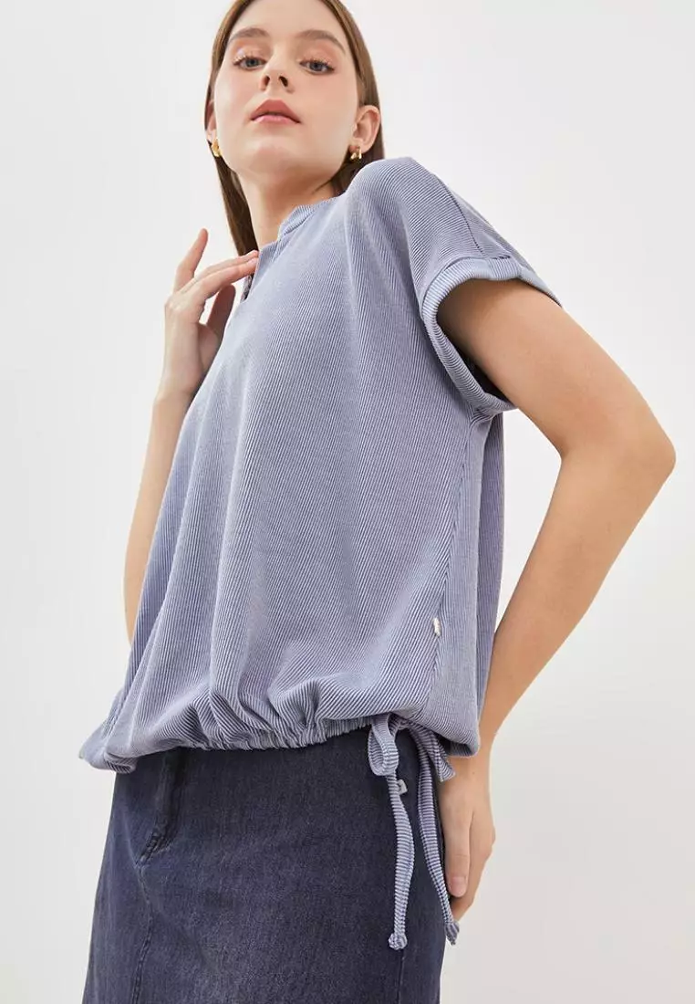 Jual Graphis GRAPHIS Ribbed V-neck Drawstring Top Original 2025 ...