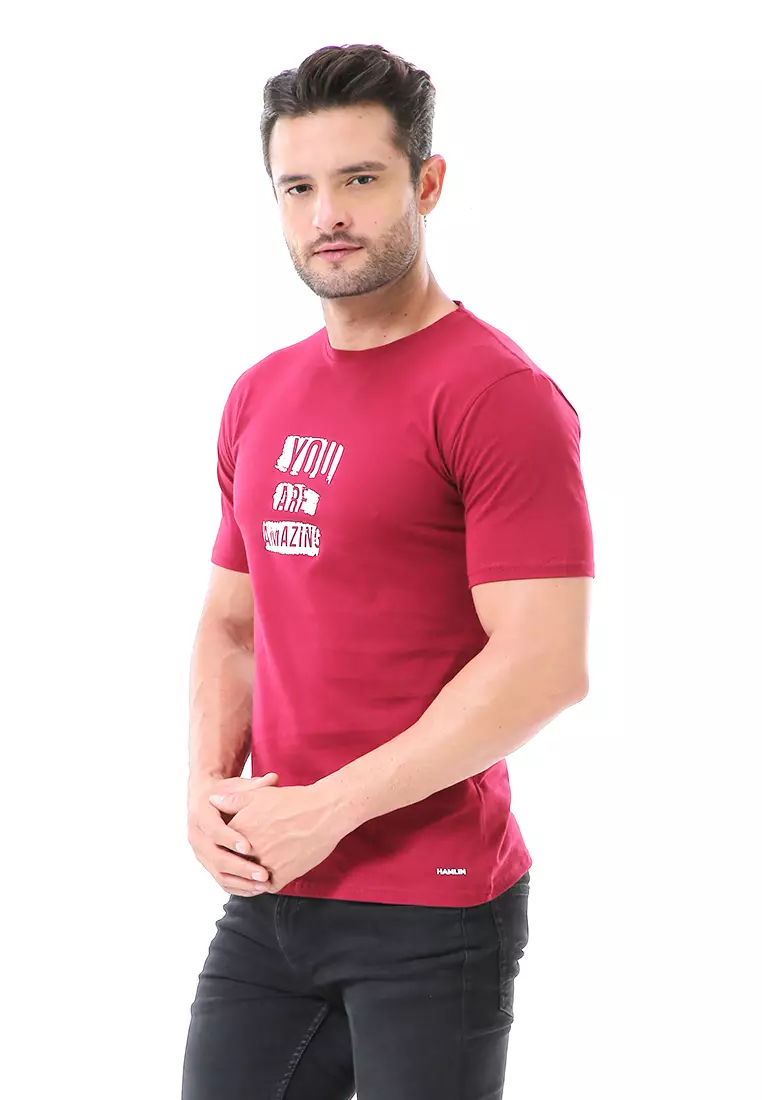 Aisley Kaos Pria Lengan Pendek Motif You Are Amazing Casual Tshirt Material Cotton ORIGINAL - Maroon