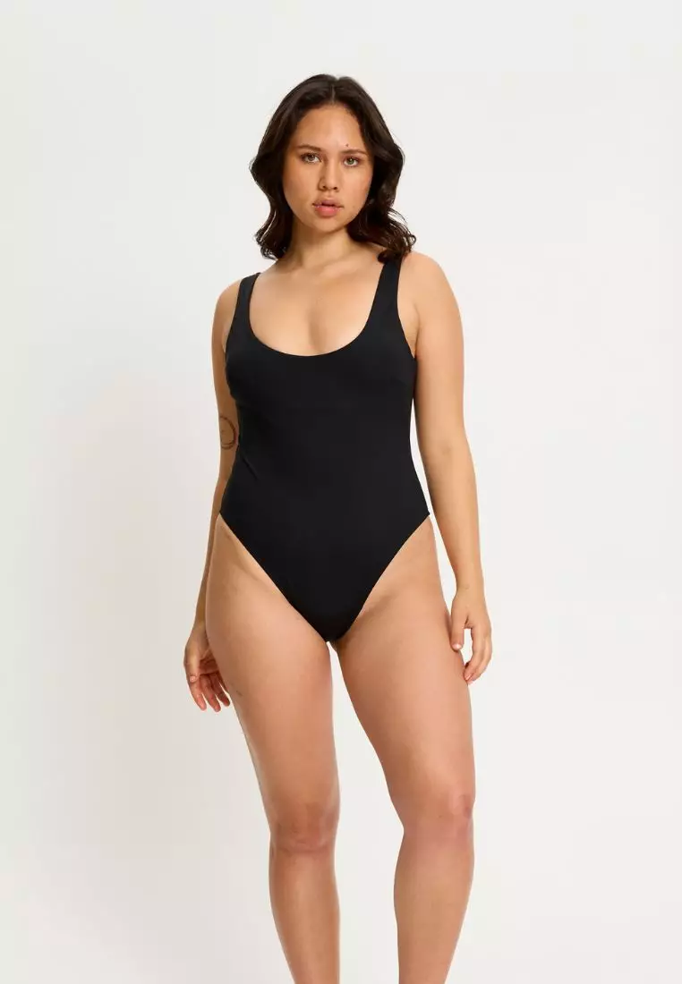 Modibodi Period Swimwear Scoop Neck One-Piece Light Absorbency Black