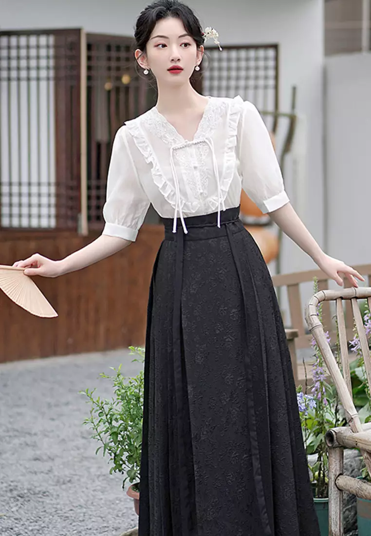 Buy Sunnydaysweety Shirt commuter black horse face skirt everyday shirt ...