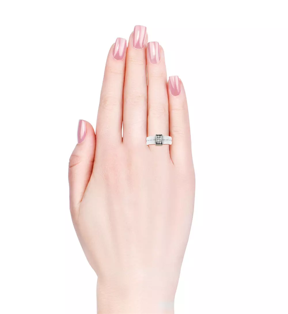 Dual Ceramic Ring WT WG - Cincin Crystal Swarovski by Her Jewellery