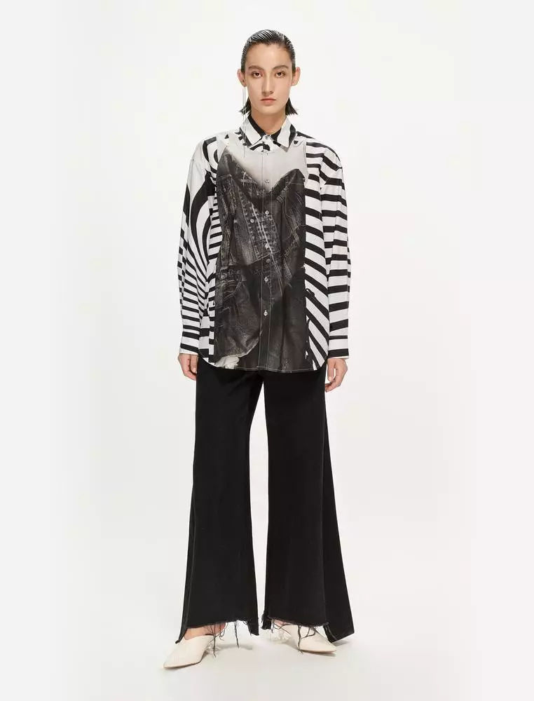 JNBY Women's Printed Loose Long-Sleeve Shirt