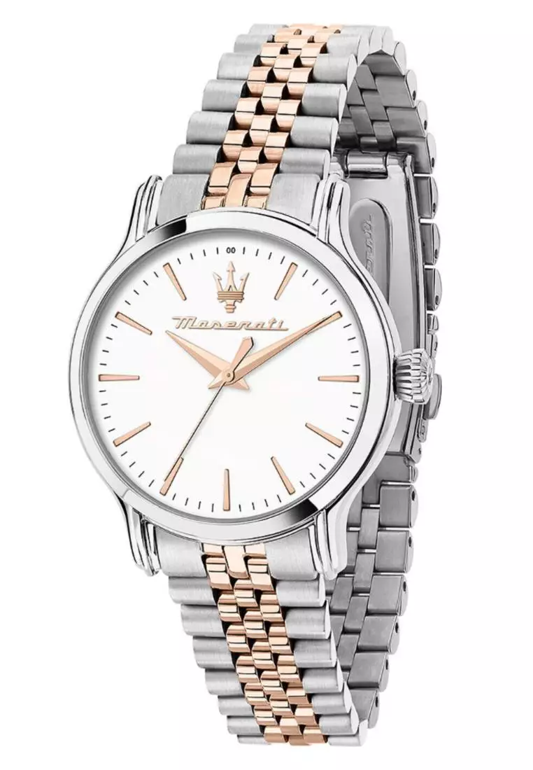 Maserati Epoca White Dial Chronograph Silver Mesh Bracelet Watch For Men - R8873618009
