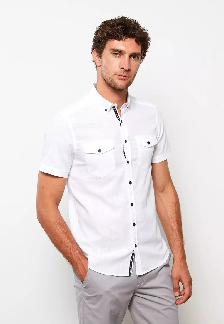 Mens white muscle store fit short sleeve shirt