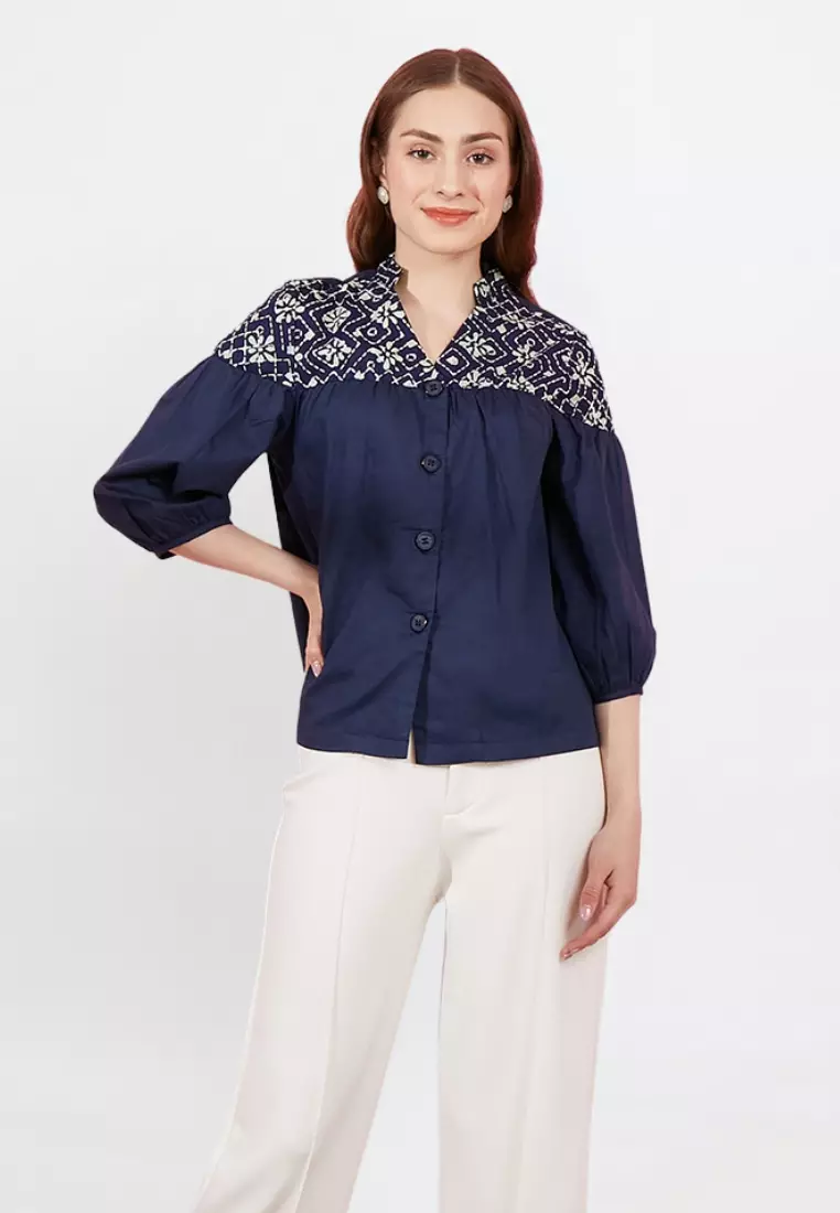 Blouse Batik Asteria Navy