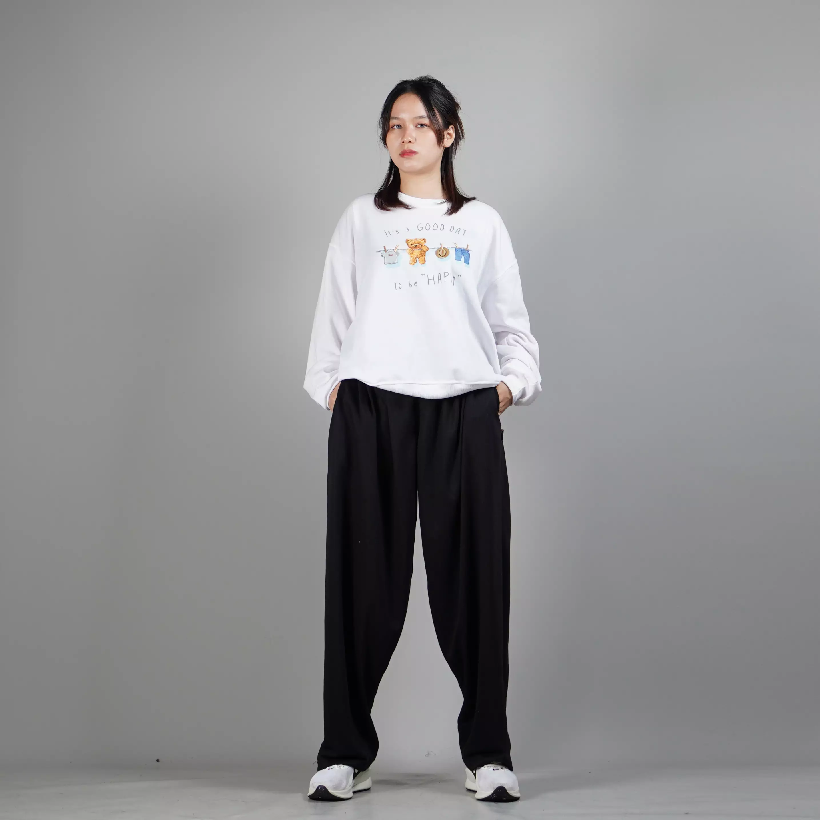 BAGGY PANTS Celana Wanita Baggy Celana Panjang Baggy Celana Baggy Pants Wanita - HITAM