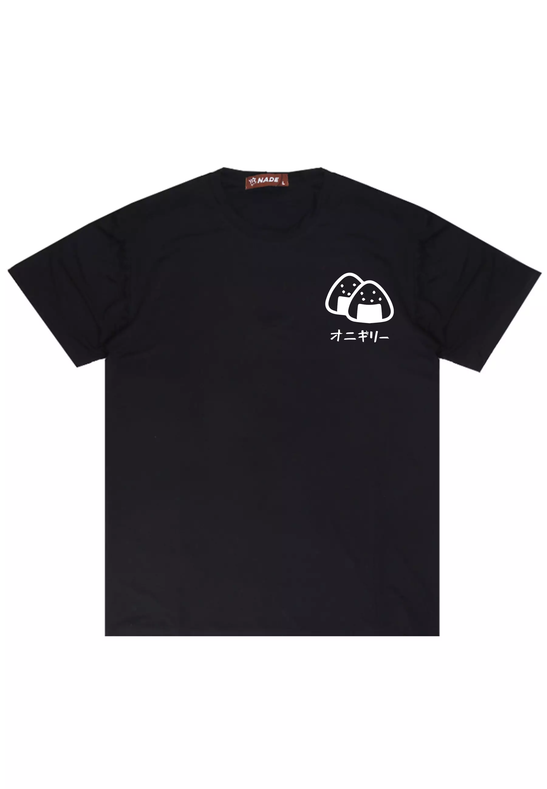 NTD28 kaos ringan anti kusut stretch cepat kering body fit pria Nade onigiri hitam