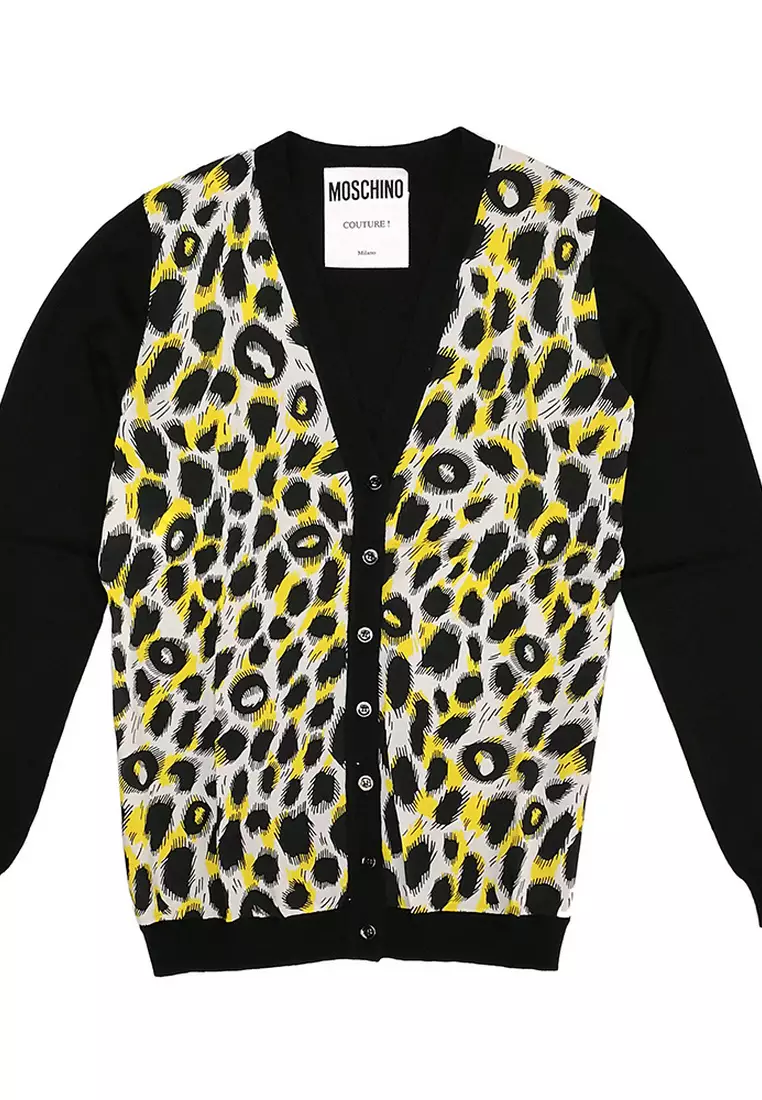 White sales leopard cardigan