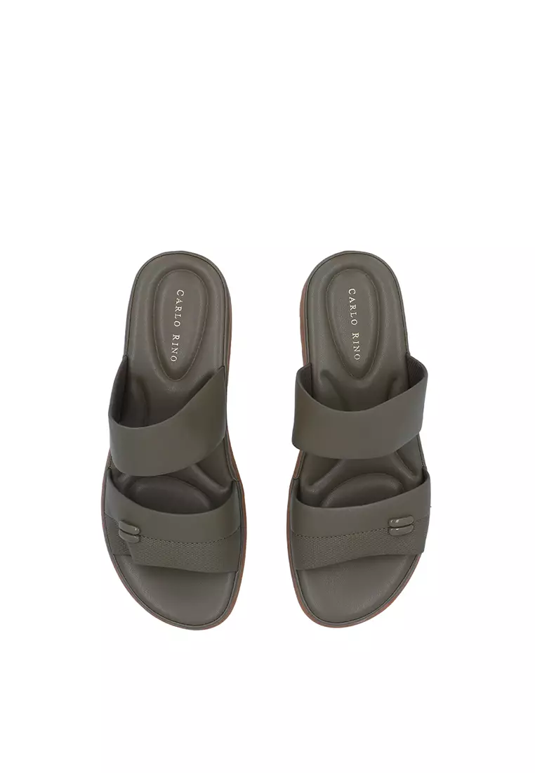 Dark Green CR Lisa Double Strap Sandals