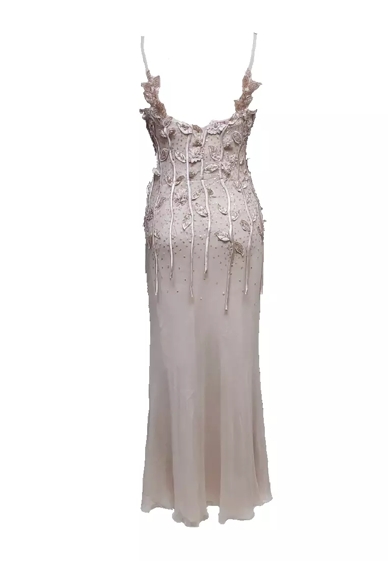 Romantic Effortless Silk Chiffon Beaded Evening Dress