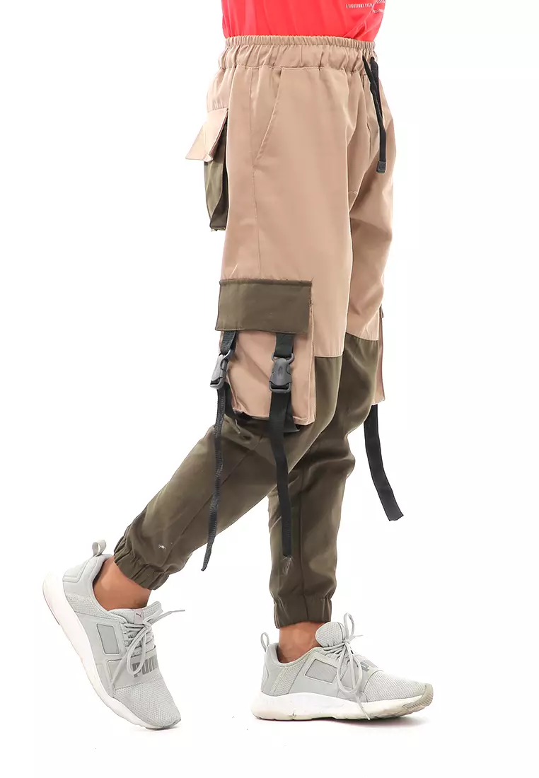 Locko Long Pants Celana Jogger Pria Kombinasi Material Cotton Twill ORIGINAL - Cream Green